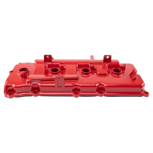 Image of TRQ Driver Side Valve Cover Aluminum Red Compatible with 2004-2010 Infiniti QX56 2004-2015 Nissan Titan 2005-2015 Armada 2008-2012 Pathfinder 2012-2017 NV2500 2012-2017 NV3500