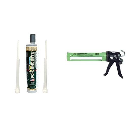 Project Kit Includes (6) PC Products 72561 PC-Concrete Two-Part Epoxy Adhesive Paste for Anchoring & Crack Repair, 8.6 oz Cartridge, Gray and (1) Steel Dispensing Caulking Gun, 250ml,