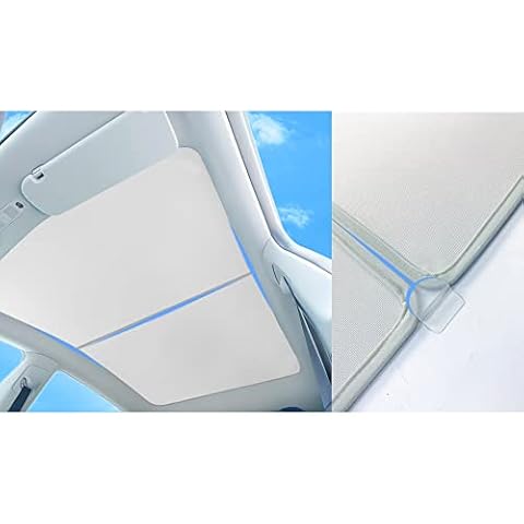 Fit for Tesla Model Y 2021 2022 Sunshade Skylights Rear Window Sun Shade, Sunroof Foldable and Double-Layered UV Protection(Model Y 2021 2022 Accessories,White)… Cover