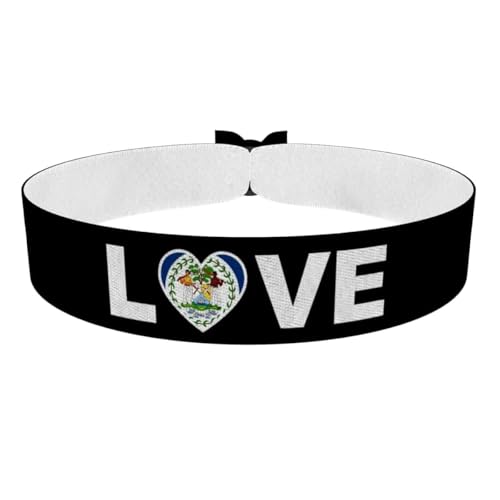 Druck-Palast Bracelet Love Belize - Lien en Tissu Imperméable et Durable - Manchette Fait Main - Cadeau pour Fans - Fierté Nationale - Accessoires de Mode