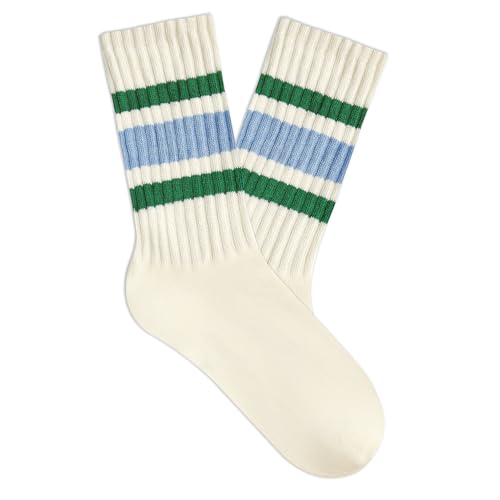 Image of American Trends Womens Novelty Striped Crew Socks Athletic Vintage Slouch Mid Calf Tube Socks