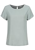 Seventyseven Lifestyle Damen Kurzarm Viskose Bluse mit Knopf blau