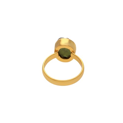 Natural Moldavite Rough Gemstone Ring, 14k Gold Vermeil Promise Ring, Simple Moldavite Stone Ring From Czech Republic Gift For Her, Green/gold4