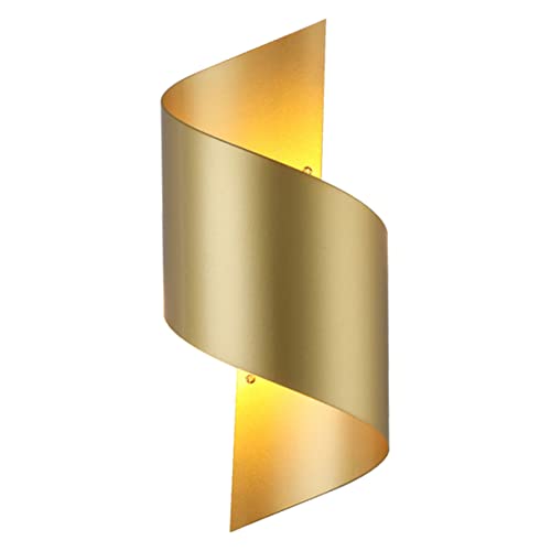 SEWACC 1Pc Creative Modern Wrought Iron Wall Lamp Simple Bedside Corridor Lighting Minimalist Design for Bedroom Staircase Easy to Install No Battery Required Golden