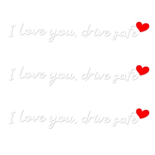 Image of 3pcs I Love You Drive Safe Mirror Decal, Vinyl Rearview Mirror Sticker Cute Car Decals with Heart Safe Driving Stickers Women Driver Gifts Accessories for Driver Gifts (White)
