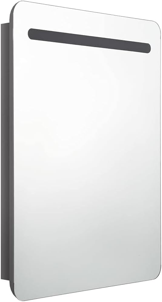 Mirror Cabinet Bathroom Cabinet Wall Cabinet Bathroom Furniture Bathroom Cabinet with Mirror LED Bathroom Mirror Cabinet Glossy Grey 60 x 11 x 80 cm