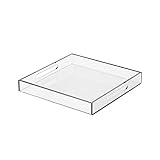 NIUBEE Acrylic Serving Tray 10x10 Inches -Spill Proof- Clear Decorative Tray Organiser for Ottoman Coffee Table Countertop with Handles