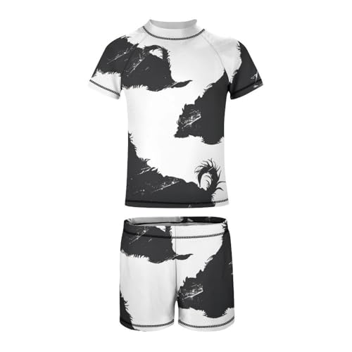 West Highland Terrier SilhouettesChildren's Casual Swimsuit Set - Simple and Versatile7-9Y（120cm）3