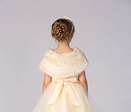 FakeFace Flower Girls Faux Fur Shoulder Cape Winter Warm Party Wedding Wraps Capelets Clothes4