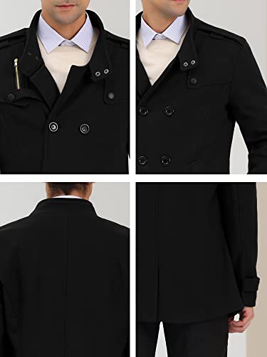 Image of Lars Amadeus Men's Winter Coat Classic Double Breasted Stand Collar | Classic double breasted pea coat with button closure and pockets, True to size fit Business ready