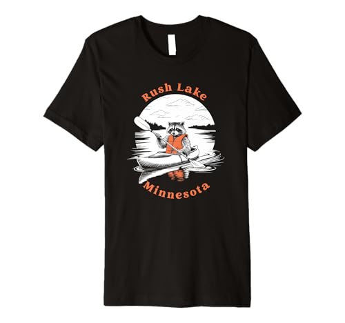 Retro Rush Lake Minnesota Kayaking Raccoon T-Shirt