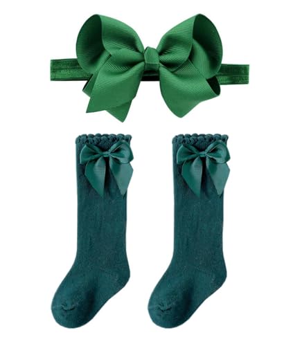 Baby Girl Knee High Socks with Bow Christmas Toddlers Stocking Little Girls Long Sock Ruffled Tube Sock Stocking PWZ01
