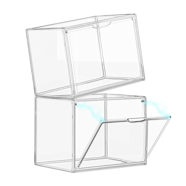 Clear Acrylic Display Case, Large Stackable Storage Bins Magnetic Attraction Lids, 1 Pack Acrylic Box Showcase for Collectibles, Figures, Cosmetic, Purse, Handbag, Wallet, 10.7x8.6x14.2 inch