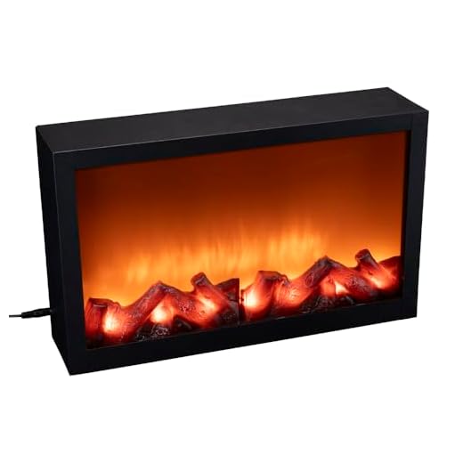 Ideen mit Herz Chimenea LED, eléctrica, sin calefacción, efecto de fuego realista, 41 x 10 x 25 cm, con función temporizador (6 horas encendido, 18 horas apagado)