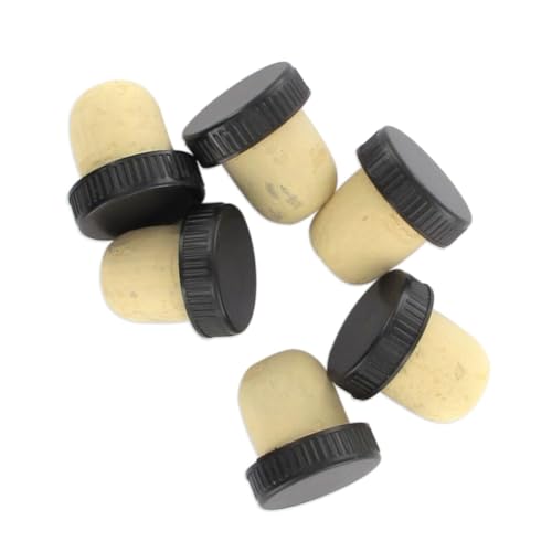 Fackelmann 05700 Lot de 6 bouchons de liège, bouchons en liège, bouchon pour bouteilles de vin, Liège, Rouge, Jaune, Noir, Gris, Blanc, 2,8 x 2,9 x 2 cm