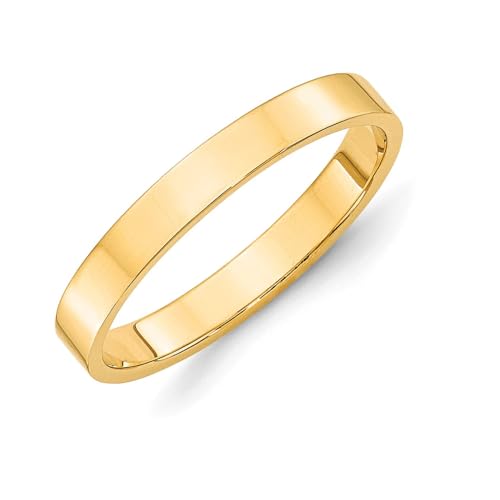 DEWBERRY 10k Yellow Gold Men's Ring 3mm Lightweight Flat Wedding Band Size 4-9