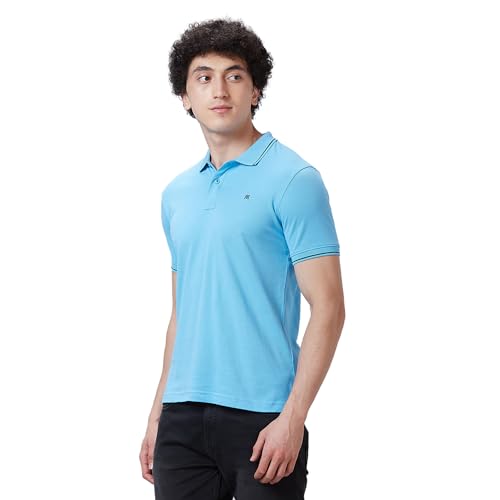 Image of Raymond Contemporary Fit Pure Cotton Solid Pattern Polo Neck Casual T-Shirt