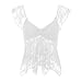 Women Lace Babydoll Top Cap Sleeve See Throught Y2k Shirt Going Out Tank Top Vintage Coquette Clothes White S
