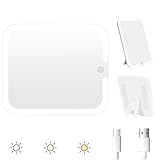 Relavel Makeup Mirror with Lights, LED Replacement for Makeup Bag, 3 Color Lights, Brightness Adjustable, 8.3 x 5.1 Inches