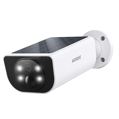 AOQEE 2K Überwachungskamera Aussen Akku Solar - Kabellos Kamera Überwachung Aussen mit Solarpanel, 2,4 GHz WLAN Kamera Outdoor mit PIR-Bewegungserkennung, 2-Wege-Audio, IP65, Farbnachtsicht, S1