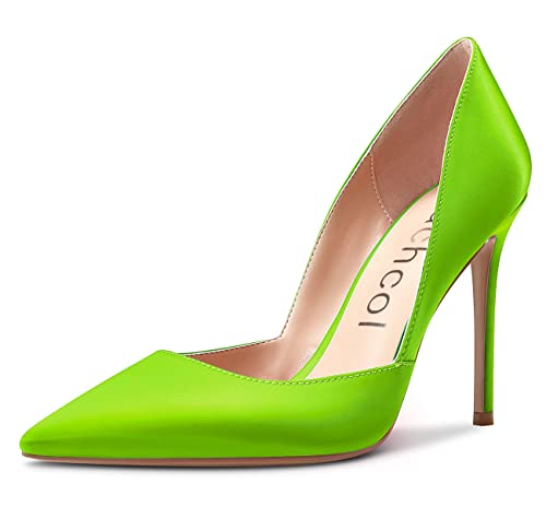 Aachcol Women D'Orsay Two-Piece Pumps Stiletto High Heel Pointed Toe Slip-on Dress Shoes Wedding Office Sexy Classic 4 Inch