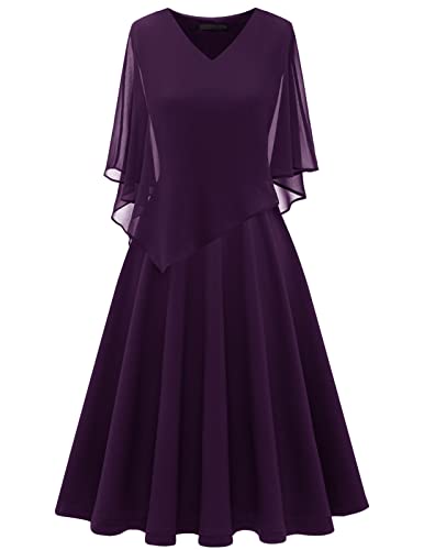 DRESSTELLS Damen Festliche Kleider für Frauen Große Größe Chiffon Cape...
