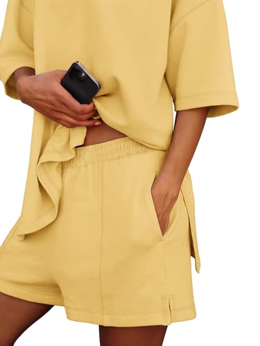 Image of COCCKO Womens Shorts Sets Matching Lounge Two Piece Outfits Summer Cute Casual Vacation Short Sleeve 2 Piece Set