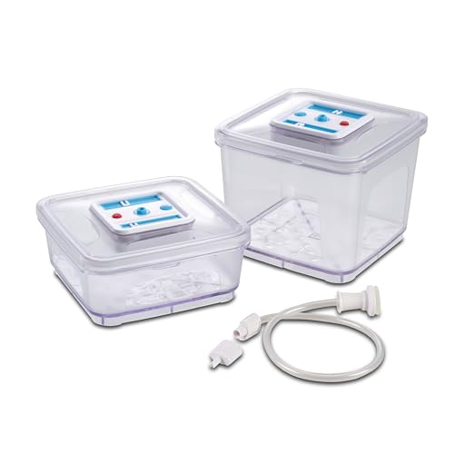 Solis Vakuumierbehälter Set, 2x Vakuumdose: 1000 + 2800 ml, Quadratische Vakuumbehälter für Vakuumierer mit Datums- und Unterdruckanzeiger Solis Vakuumierbehälter Set, 2x Vakuumdose: 1000 + 2800 ml, Quadratische Vakuumbehälter für Vakuumierer mit Datums- und Unterdruckanzeiger