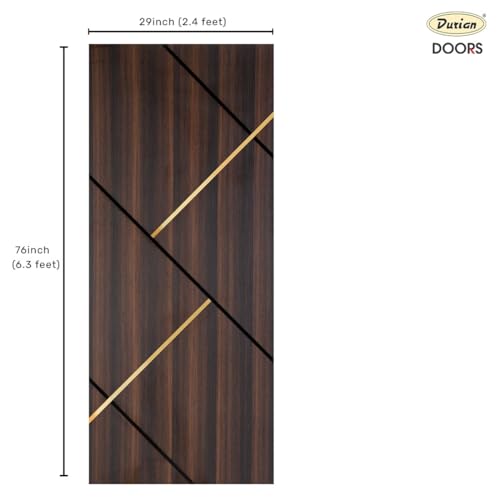 Image of Durian Wooden Door for Home and Bathroom |Laminate Finish |Termite-Resistant & Anti-Warping | 5'' Resize Option |Dark Walnut Color| 30mm Thickness |(Frame Not Included) |29 * 76 Inch (2.4x6.33Ft)