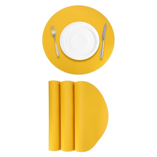 Sourcing Map Lot de 4 sets de table ronds en similicuir pour table à manger, résistants à la...