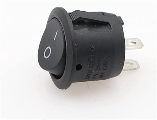 Switch Rocker Switch 1pc Self-Locking Round Switch AC 6A/250V 10A/125V 2P ON-Off SPST 2-pin Round Rocker Switch(Black)