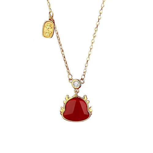 Collier dragon rouge en argent, le cadeau idéal pour femme et fille