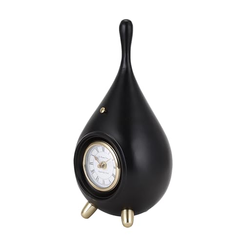 Image of Decor de Maison Brings Handcrafted Time Drop Table Clock for Living Room, Bedroom, Study Table, Office Desk | Classic Non-Ticking Tabletop Battery Operated Analog Desk Clock in Black (16x14x33cm)