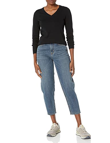 Amazon Essentials Women's Classic-Fit Lightweight Long-Sleeve V-Neck Sweater (Available In Plus Size), Black, Small #TOP3
