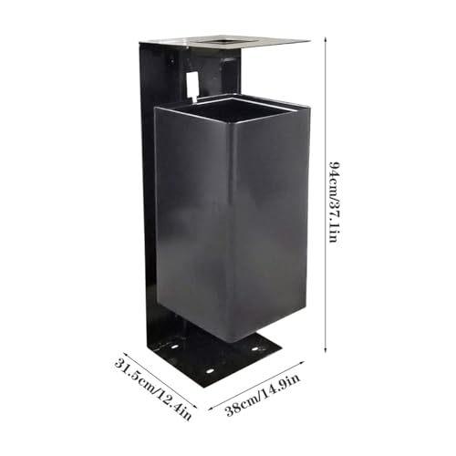 NZPOST Abfalleimer für den Außenbereich, quadratischer Mülleimer für den Außenbereich, schwarz lackierter Mülleimer mit Deckel und Aschenbecher – Bild 3