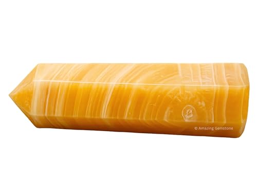 Image of Amazing Gemstone Large Yellow Calcite Crystal Towers ~ Natural Healing Crystal Point Obelisk for Reiki Healing and Crystal Grid (5.5 to 6 INCH)