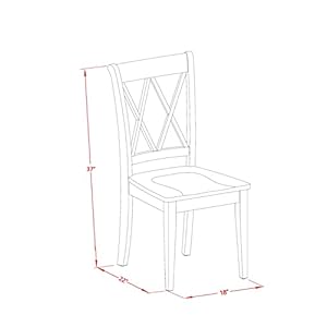East west furniture clc lwh w clarksville dining room chairs double cross back wood seat chairs set of 2 linen white  urban country home decor