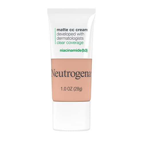 Neutrogena Clear Coverage Flawless Matte Cc Cream, Full-Coverage Color Correcting Cream Face Makeup With Niacinamide (B3), Hypoallergenic, Oil Free & -Fragrance Free, Apricot, 1 Oz #TOP6