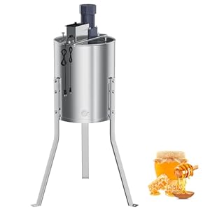 Electric Honey Extractor 4/8 Frame, Stainless Steel Honeycomb Spinner with Transparent Lid, Beekeeping Apiary Centrifuge Equipment for Honey Extraction, Adjustable Height Stand, Durable & Efficient