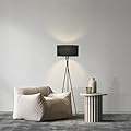 VividEdgeTech Tripod Floor Lamp, Mid Century Standing Lamp, Modern Design Studying Light for Living Room, Bedroom, Study Room and Office, Black Lamp Shade