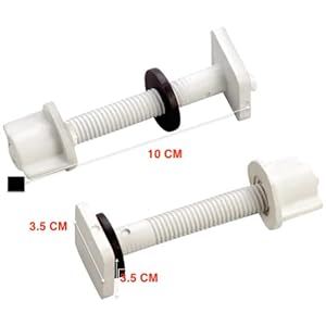 Elegant Casa Western Plastic Toilet Seat Cover Hinges Type Square Long Clamp with Screws, Nuts & Washers | White Colour (Size 100mm x 35mm)