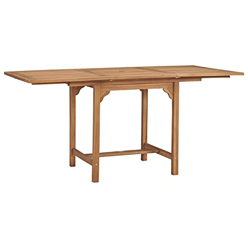Gecheer Mesa de comedor, de jardín, exterior, extensible, de madera maciza de teca, (110-160) x 80 x 75 cm, mesa de jardín, exterior extensible, mesa de comedor de jardín extensible