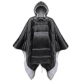 MAXOV Sleeping Bag Wearable Hooded Blanket XXL Winter Poncho Coat Outdoor Camping Warmth Quilt Blanket Water-resisitant Sleeping Bag Cloak Cape with Hat for Adult