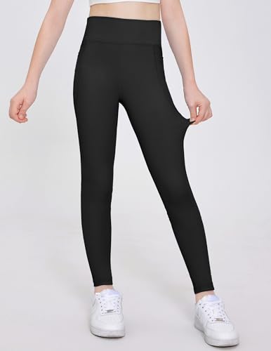 Arshiner Girls Athletic Leggings High Waist Yoga Pants for Kids with Pockets Dance Running Workout Tights4