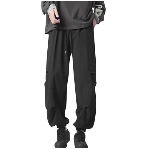 Men's Y2K Wide Leg Baggy Cargo Sweatpant Casual Loose Ruched Jogger with Pockets Trendy Streetwear Trousers Plus Size