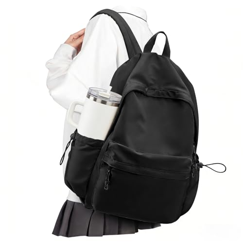 VECAVE School Backpack Black Waterproof Bookbag Casual Lightweight Travel Rucksack Daypack Backpacks for Men Women College High School Bags backpack for Boys Girls Teens