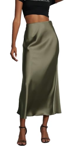 Abbinamento: Questa gonna lunga donna estiva ha una vita alta che lusinga il corpo. Perfetto per tacchi alti, stivali, una varietà di top skinny e crop e un look elegante. gonna lunga donna estiva raso gonna raso lunga verde gonna donna lunga estiva gonna satin lunga gonne lunghe donna eleganti