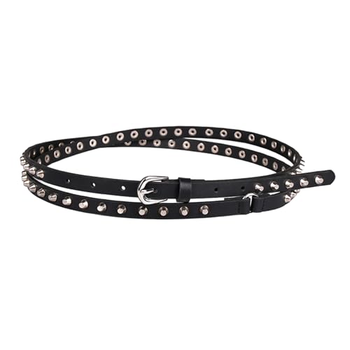 Cool Rivet Studded Waist Belt For Pants Pin Buckle Waistband Long Length Narrow Belt For Pants Girl Waist Decor