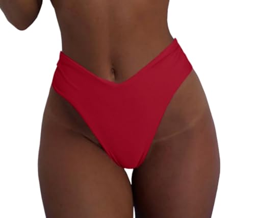 Image of geluboao Women's Bikini Bottom Sexy V Cut High Cut Swimsuit High Waisted Bathing Suit Bottoms