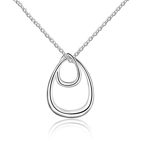 Collares de Plata de Ley 925 entrelazados con Doble Gota de Agua, Colgantes, joyería de Plata para Mujer, Accesorios Minimalistas